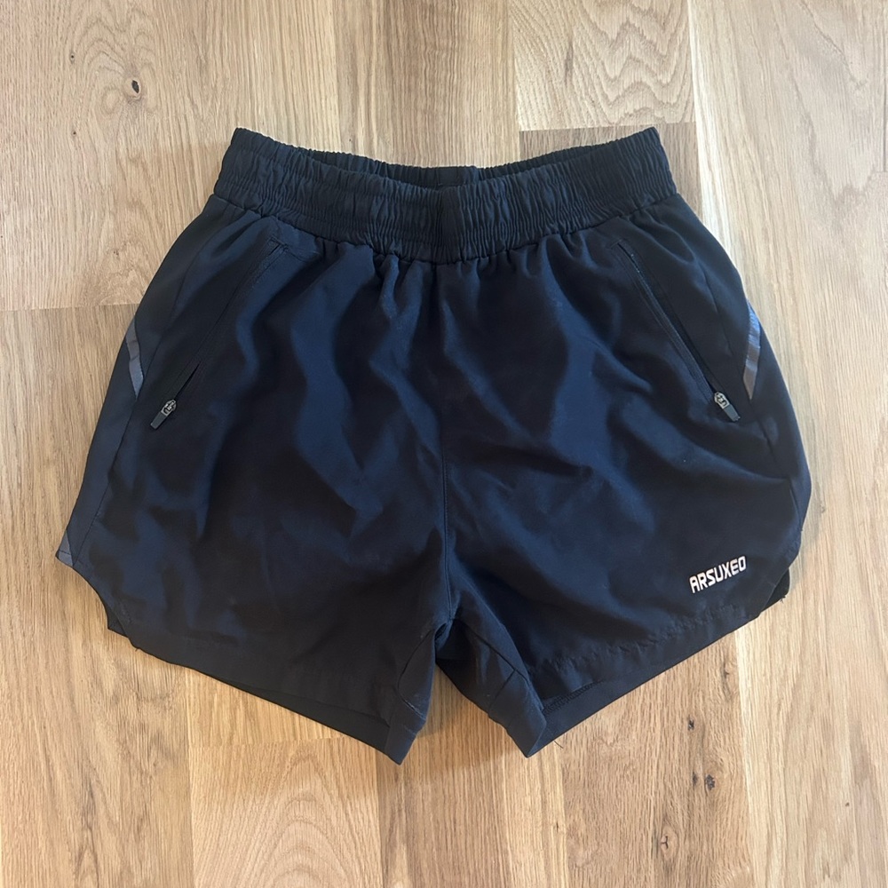 ARSUXEO Men's Black Athletic Training Shorts